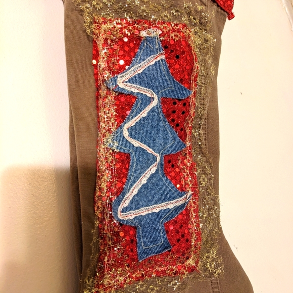 OOAK Christmas Stocking Handmade Gift Shabby Chic Boho Ornament - Picture 1 of 7